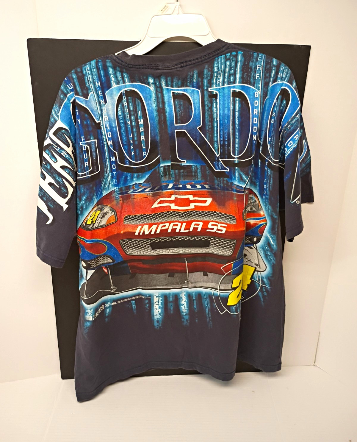 Chase Authentics Jeff Gordon VTG All Over Print NASCAR T-Shirt SZ XL Black/Blue