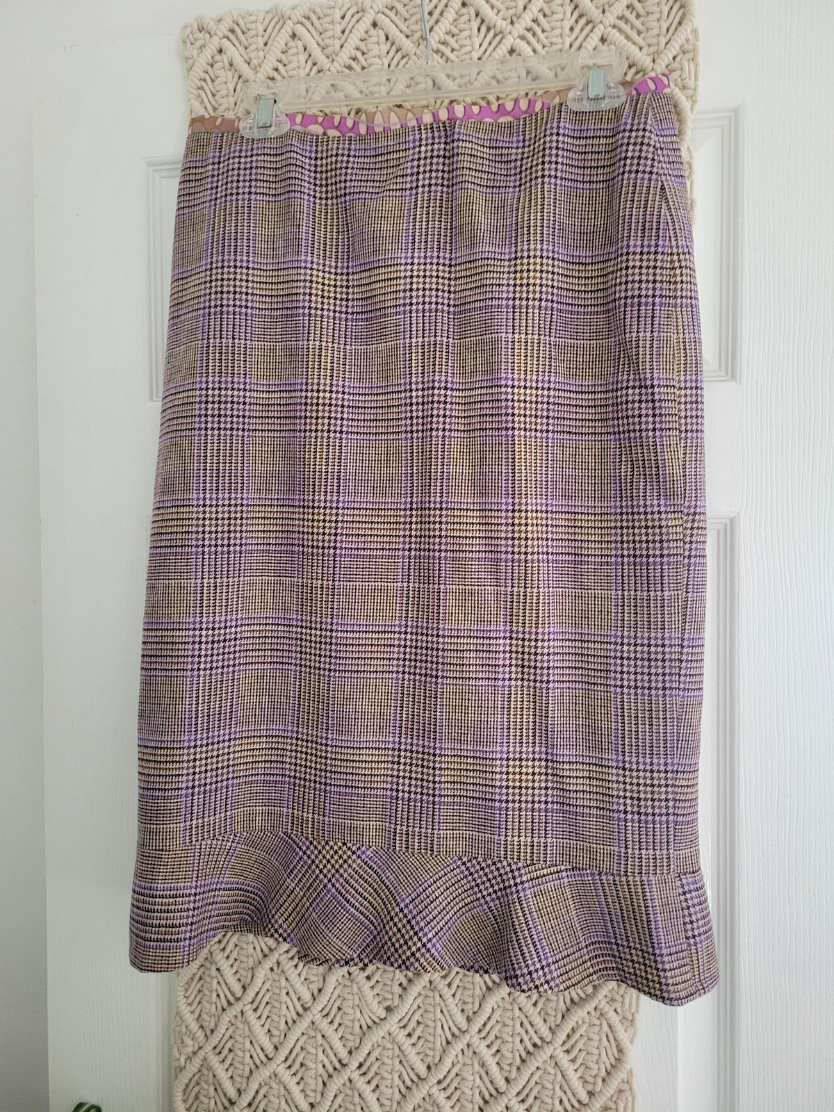 Vintage David Meister Plaid Skirt Suit — Wool Blend, Silk – Size 8