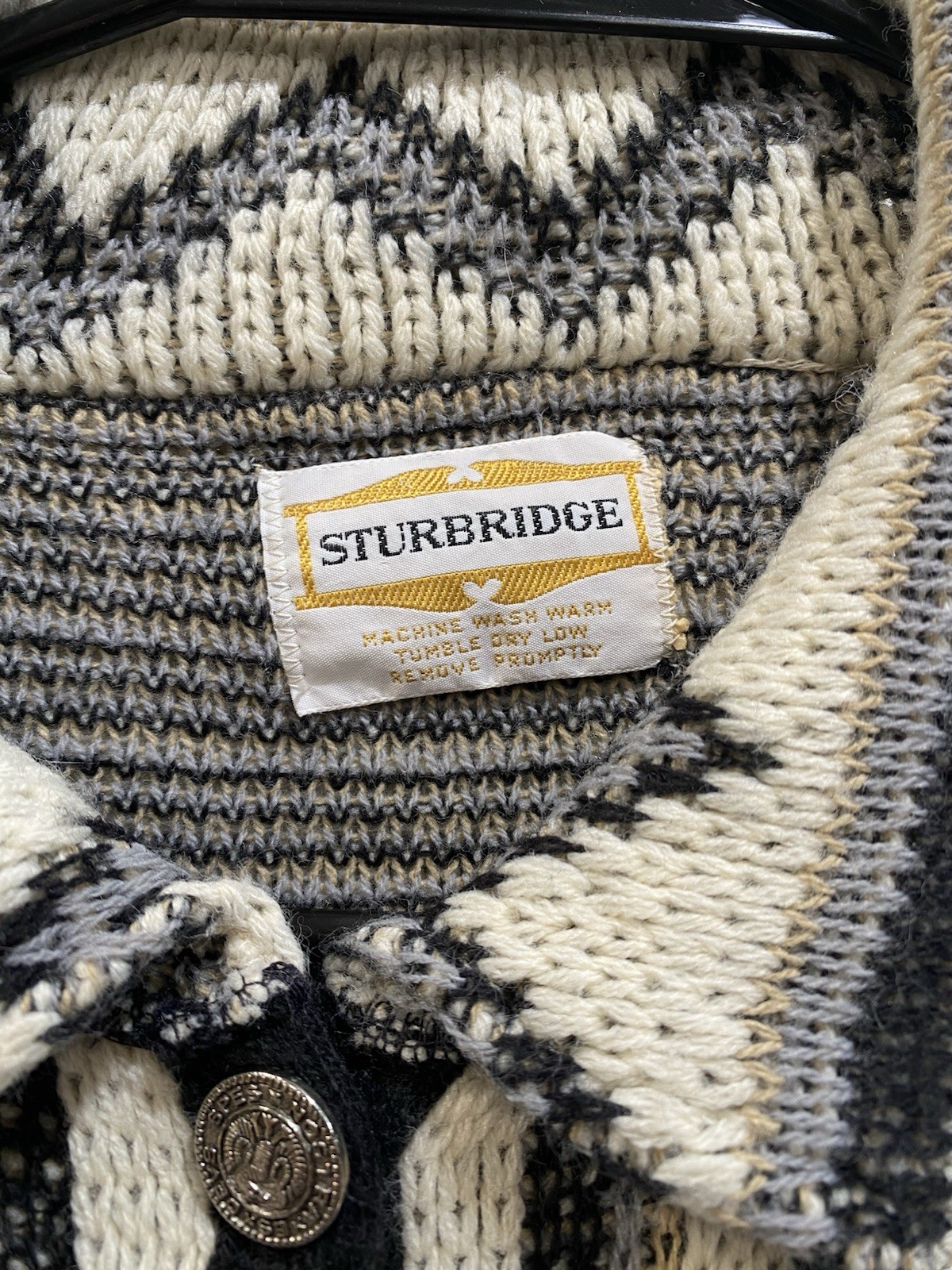 Vintage Sturbridge Patterned Poncho StyleCardigan