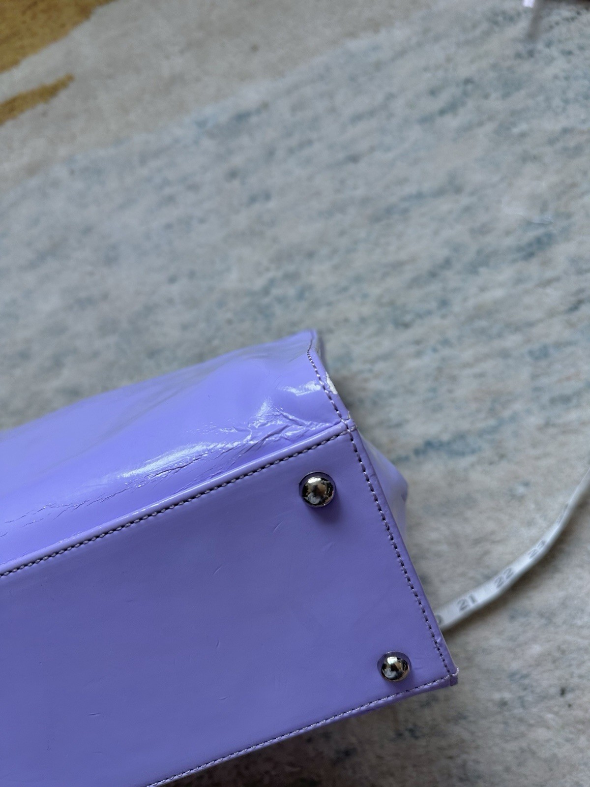 Rare Vintage Courreges Acrylic Clear Top Handle Periwinkle Purple Purse Logo