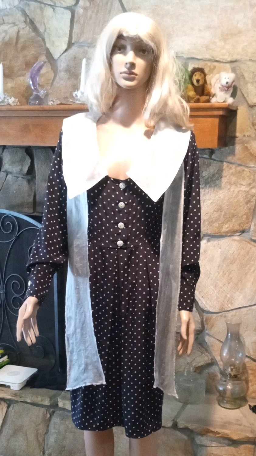 Vintage Genny Silk Dress Made In Italy Polka Dot 34″C 28W Black & White Size S/M