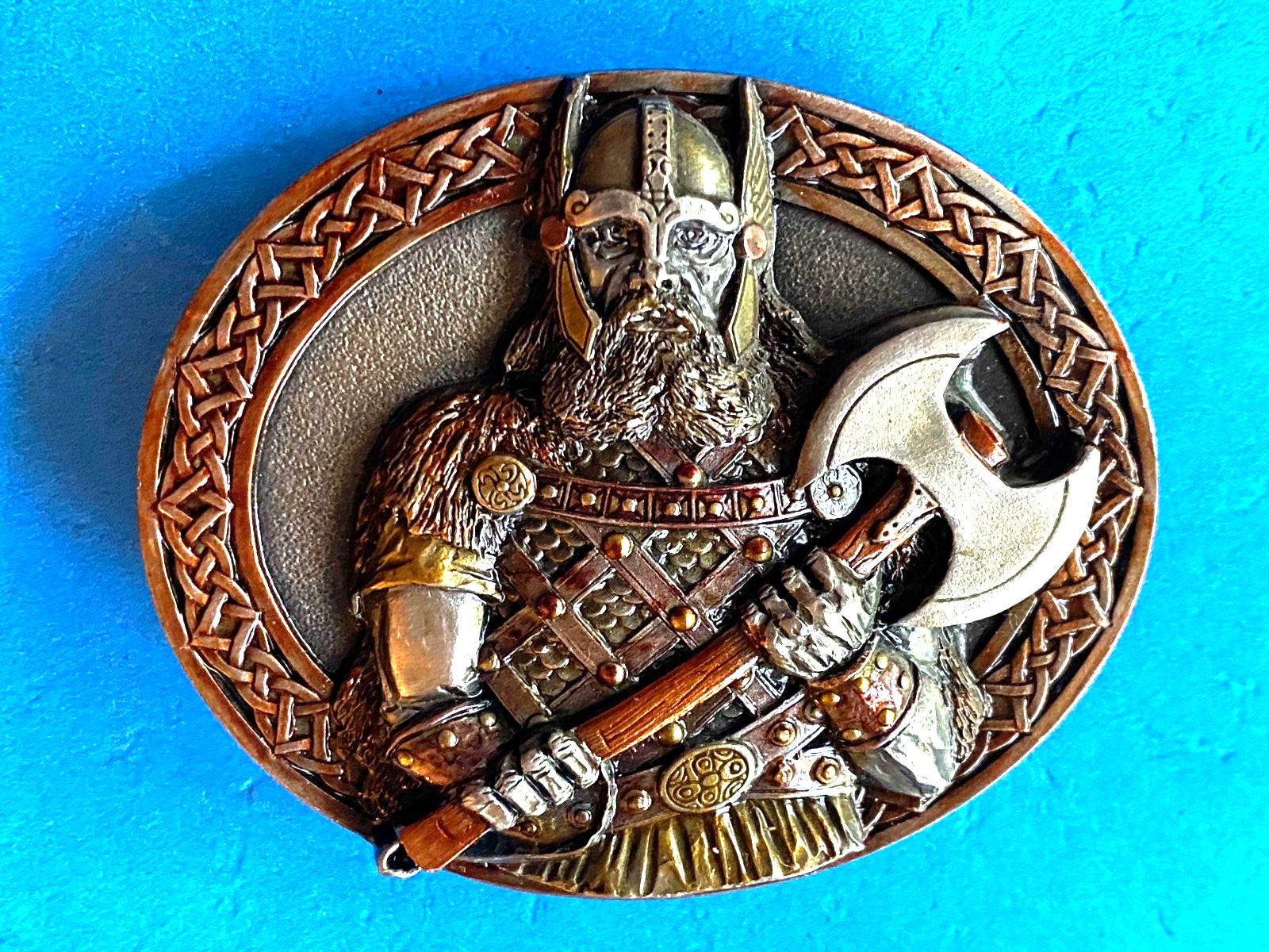 RARE VIKING WARRIOR NORSEMAN VALHALLA BELT BUCKLE – – ALSO SEE MY BOOK LISTINGS