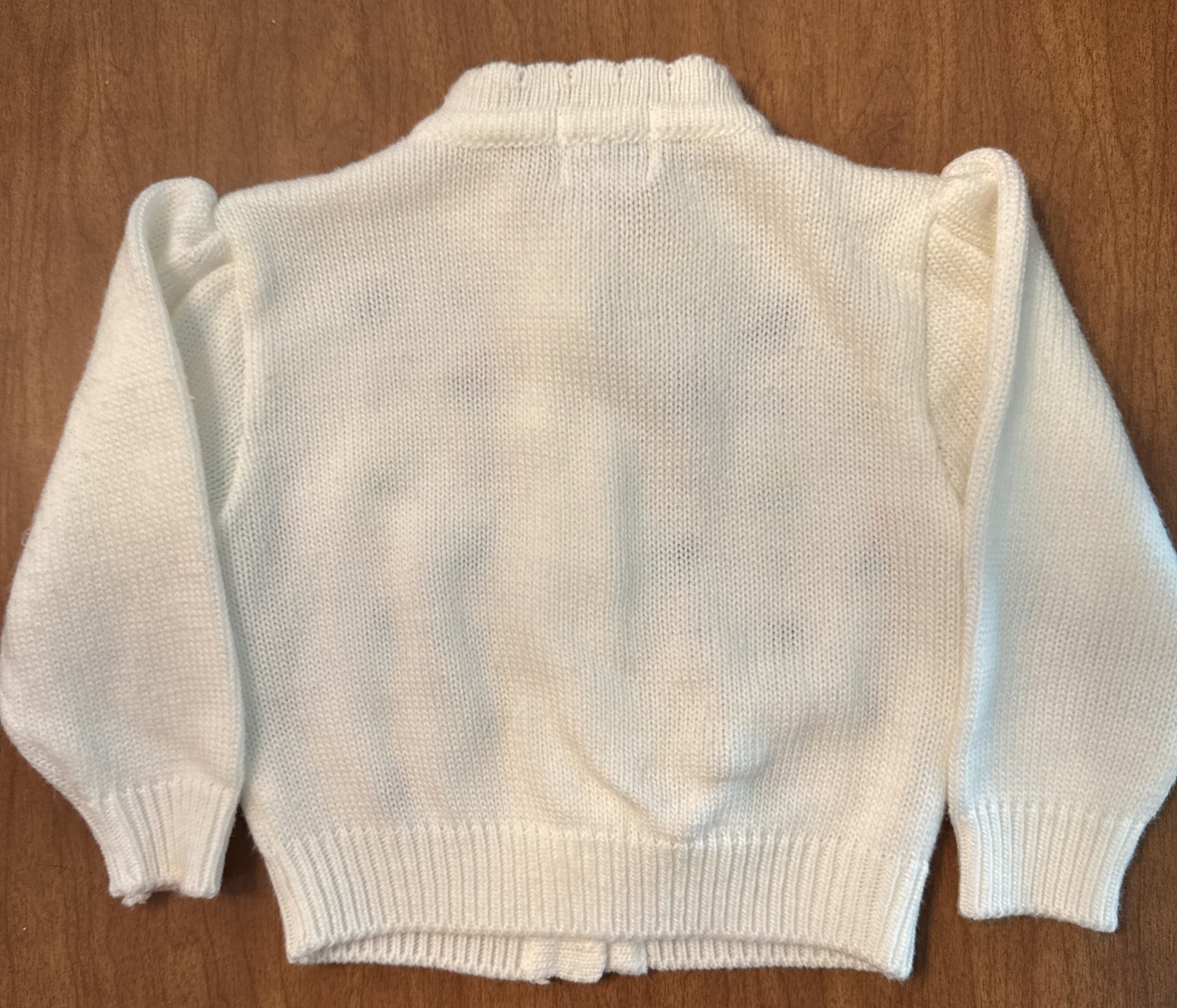 VTG Carriage Boutiques Floral Embroidered White Knit Cardigan Girls Size 18-24mo