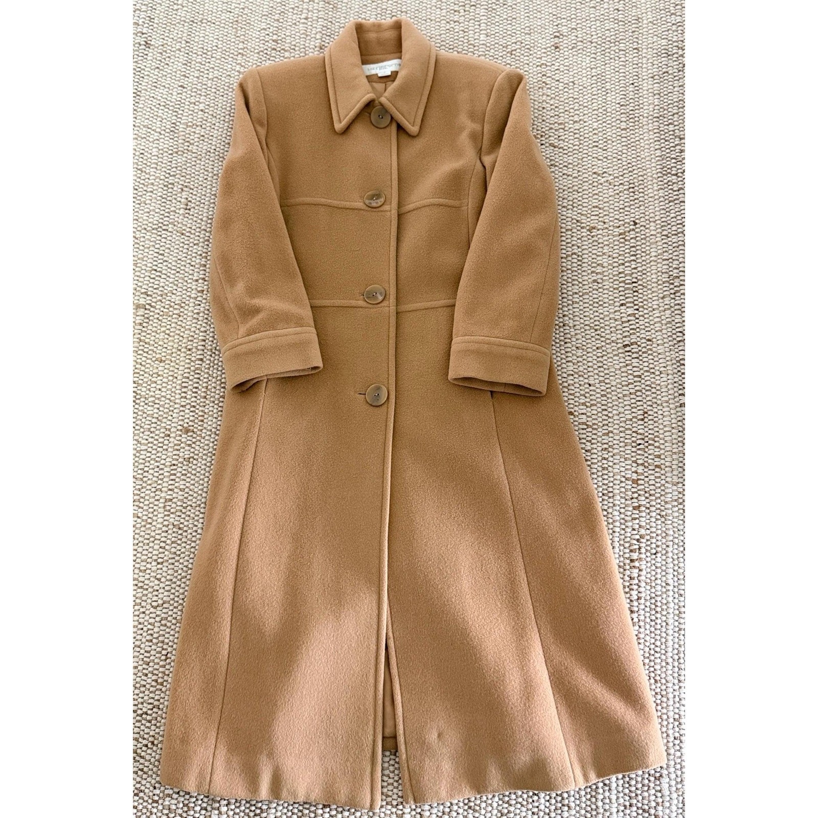 Vintage Liz Claiborne Camel Wool Coat | Size 4 Minimalist Long Outerwear