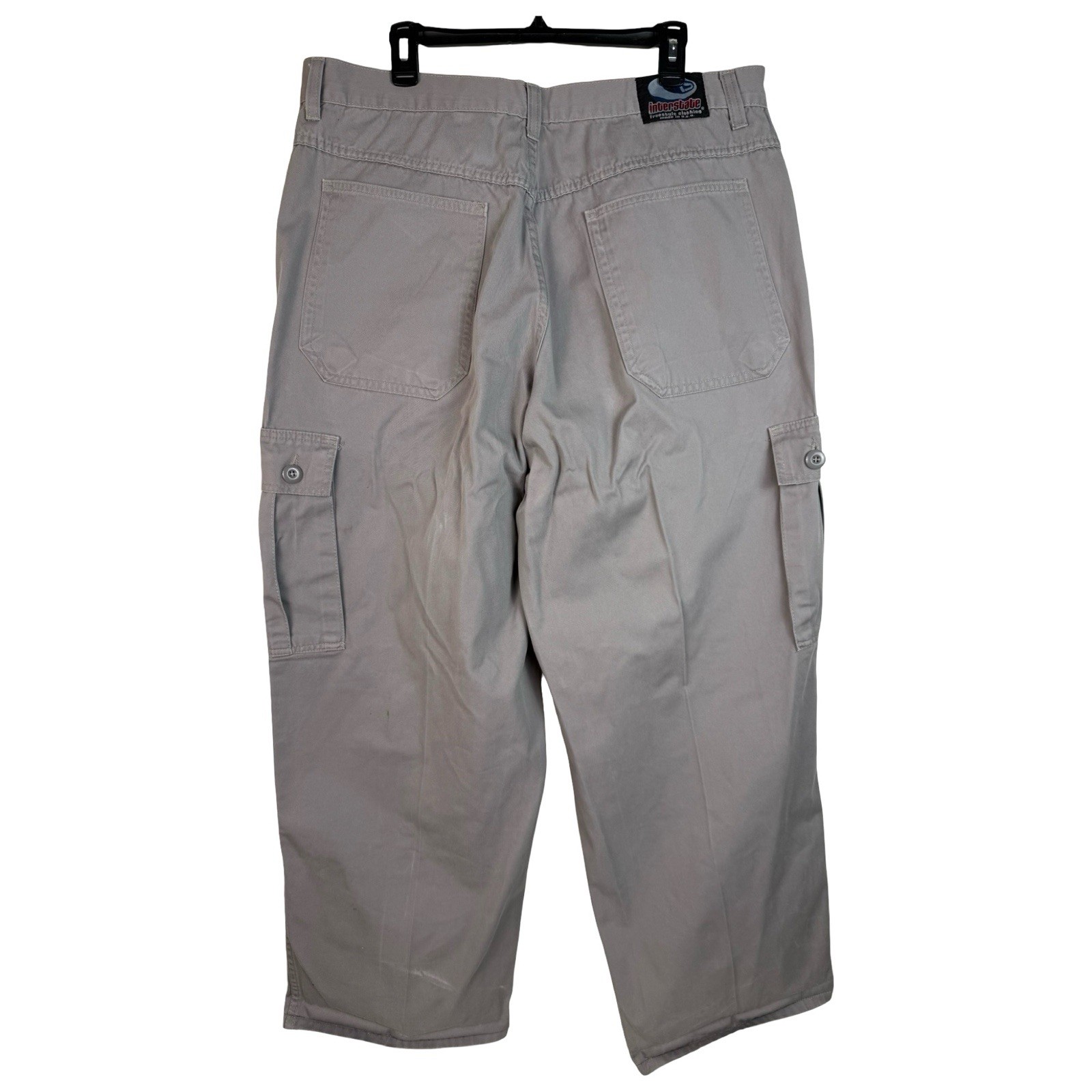 Vintage Interstate Baggy Wide Leg Cargo Pants JNCO Skate Y2K 44 Mens Gray