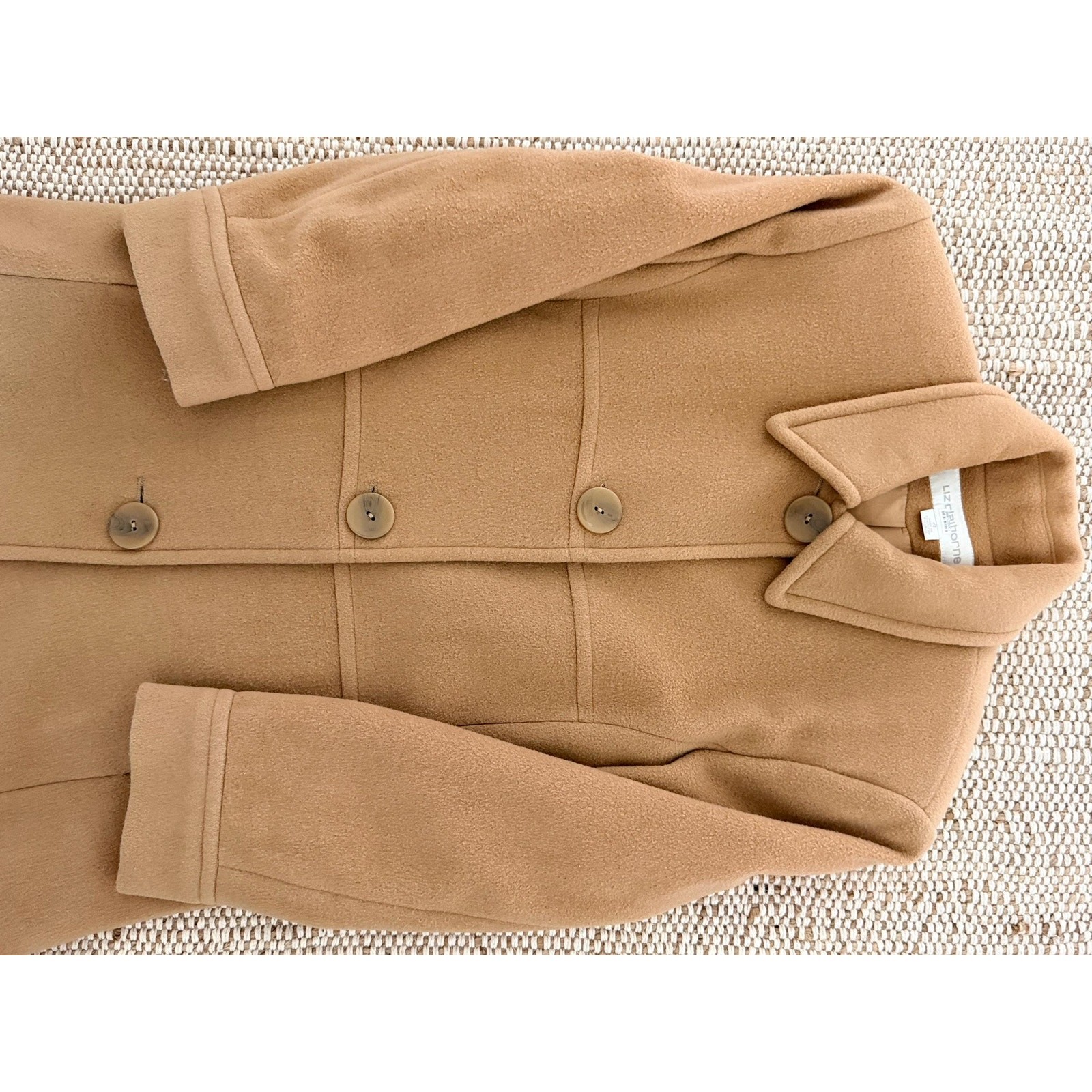 Vintage Liz Claiborne Camel Wool Coat | Size 4 Minimalist Long Outerwear