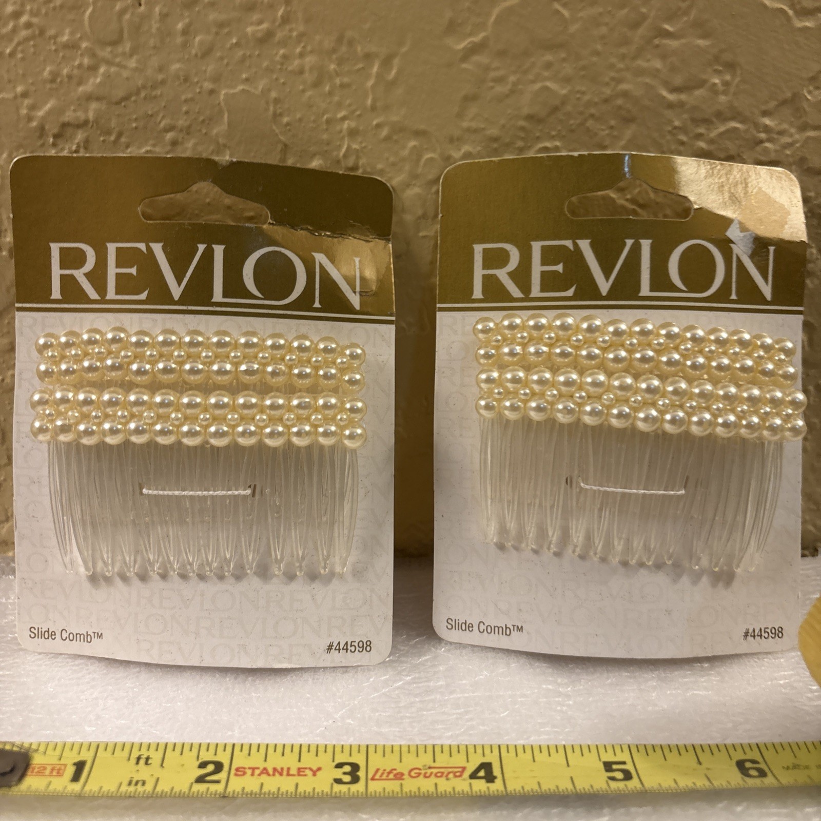 Vtg Slide Combs Faux Beads Revlon Bead, Set Of 2 Packs. 4 Combs New (o15