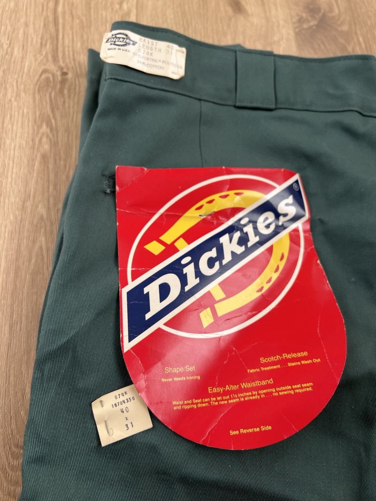 Vintage 80s Dickies Twill Work Pants Mens 40×31 Made in USA Teal Green Chinos