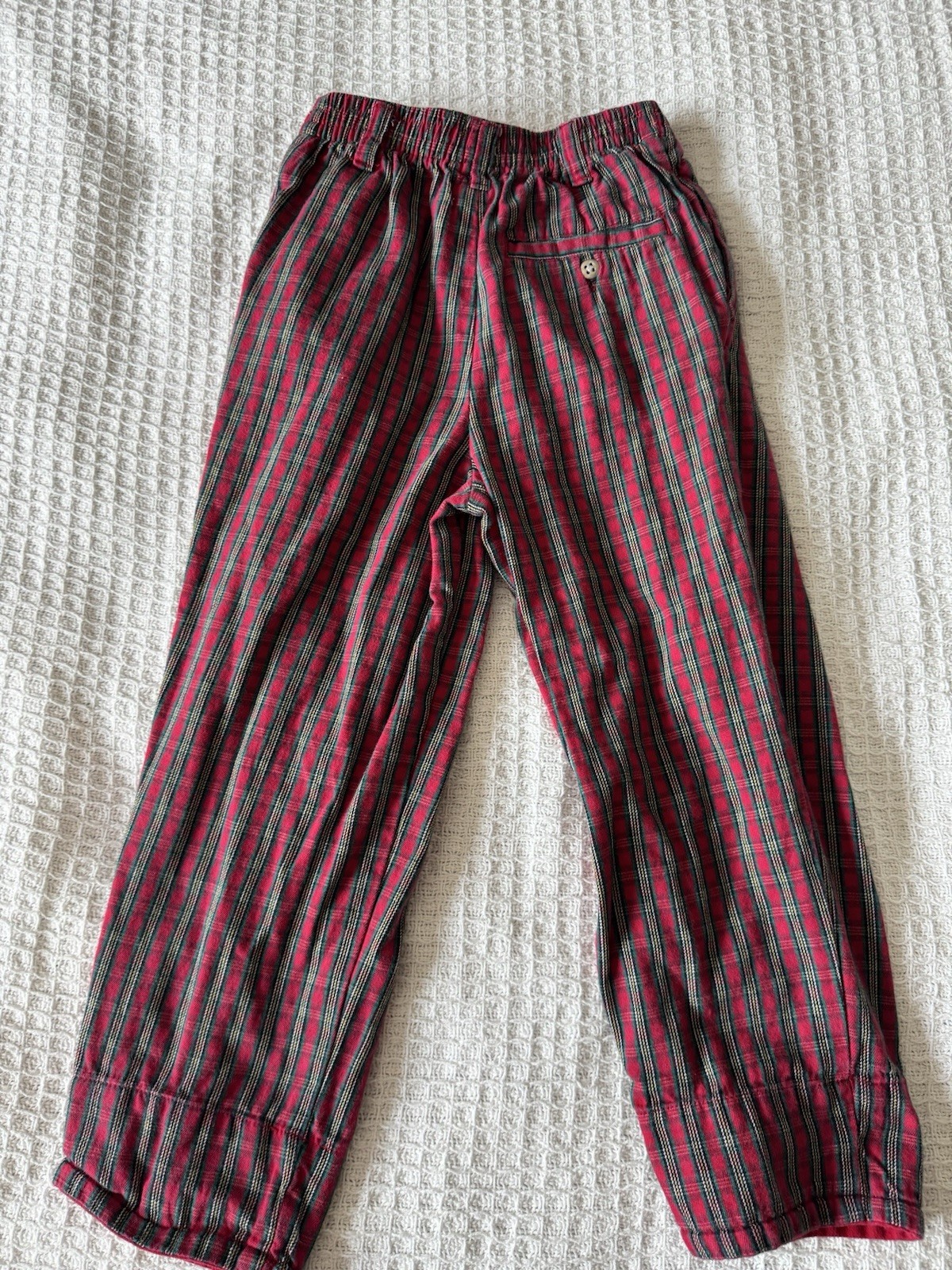 Vintage 90s Gymboree Boys Red And Green Plaid Rainbow Tag Pants Size 4/5T