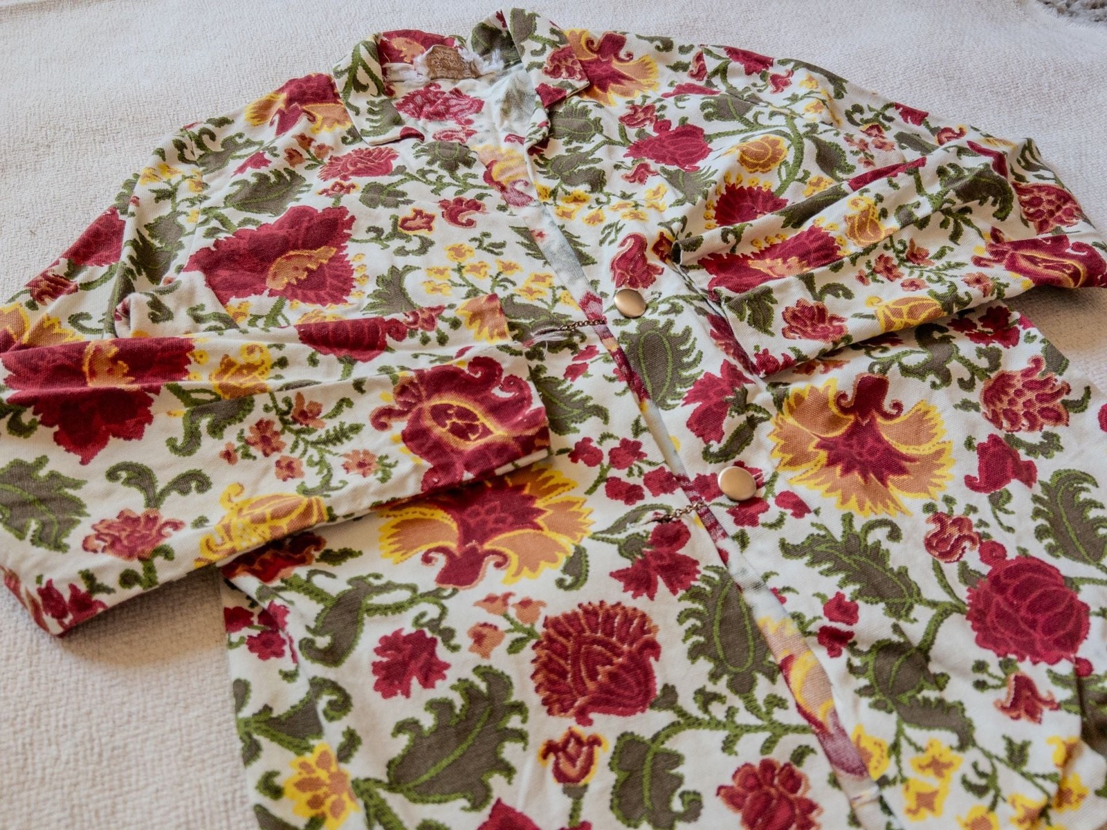Vtg 1967-69 H Bar C California Ranchwear Floral Shirt Loop Collar Cotton Western