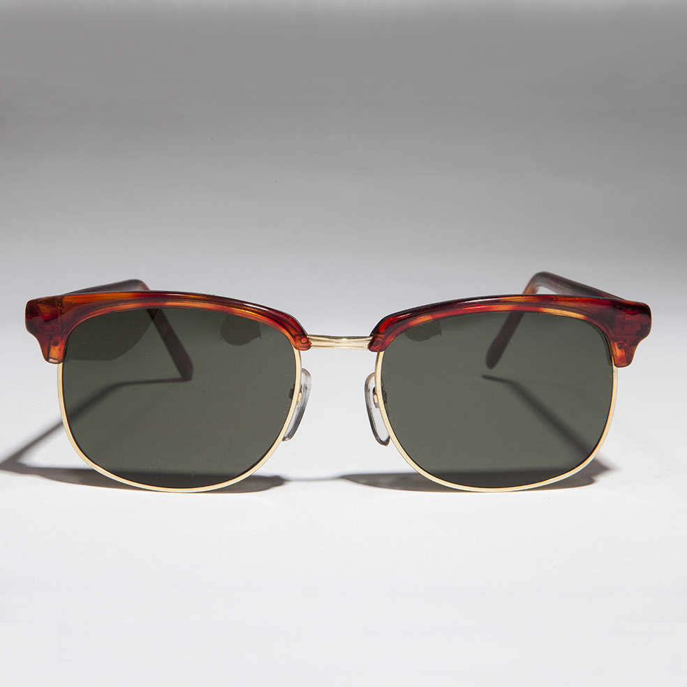 Tortoiseshell Browline Vintage Sunglass with Green Lens- Truman