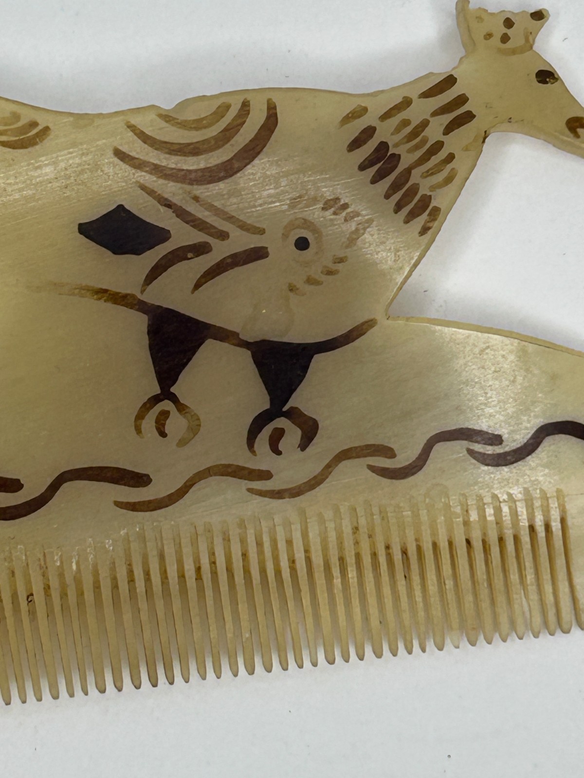 Antique 1800’s Carved Victorian Fine Hair Comb Peacock Antique
