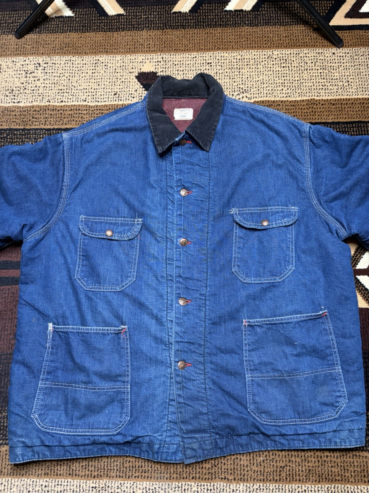 Vintage 60s Big Mac Sanforized Penneys Lined Denim Chore Coat Jacket Size XXL
