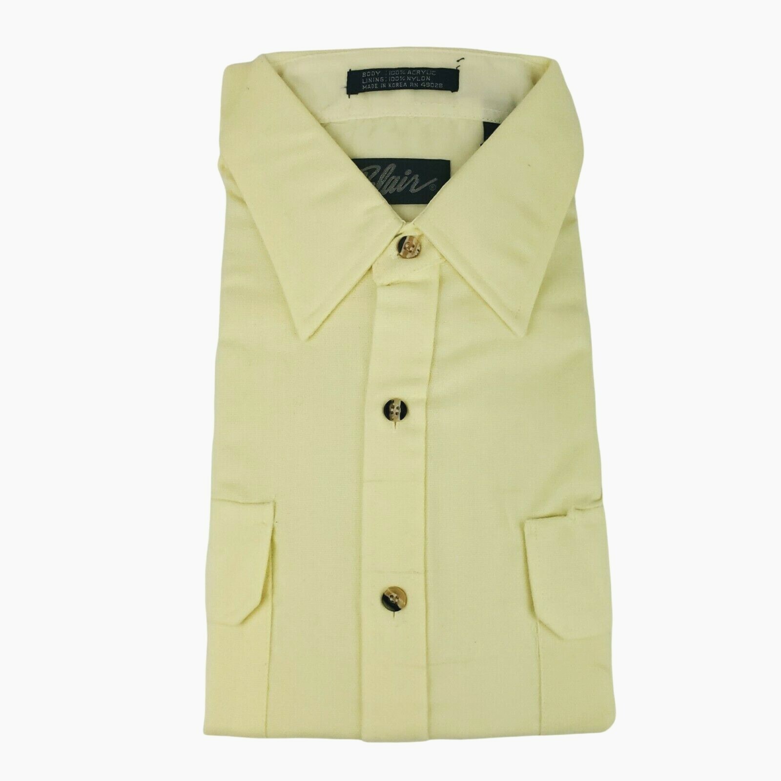 BLAIR Vintage Yellow Longs Sleeve Button Down Shirt Deadstock w/ Defects LARGE