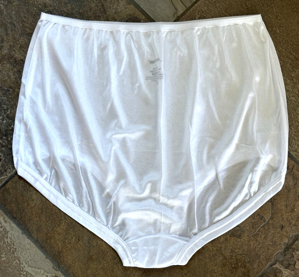 NATIONAL 11/4XL Snow WHITE Shiny Satin Nylon Blend Full Brief Panties #4047