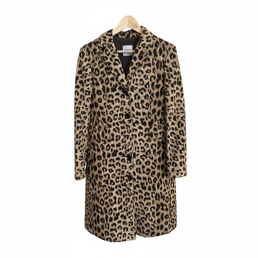 Moschino Cheap and Chic Leopard Coat Vintage IT 44 Textured Jacket AU 12