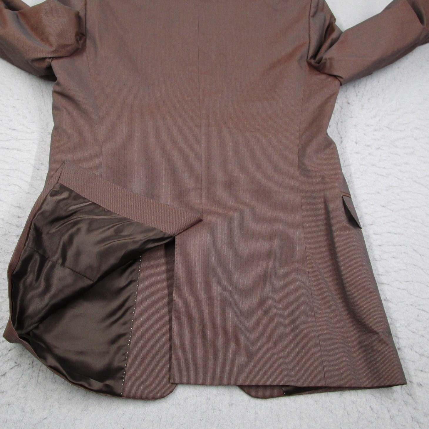 Dries Van Noten Suit Mens 48 IT 38 US Brown Cotton Silk Pinstripe 2 Button