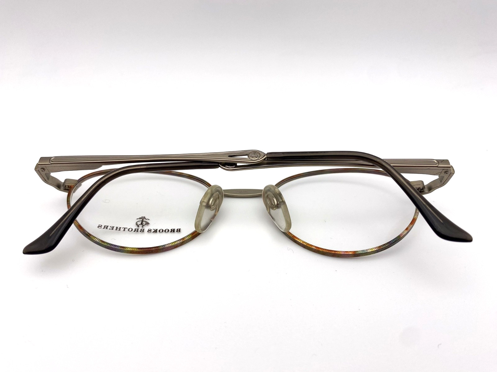 Vintage 90s Brooks Brothers Oval Eyeglasses | Muted Tortoise Amber Olive Frames