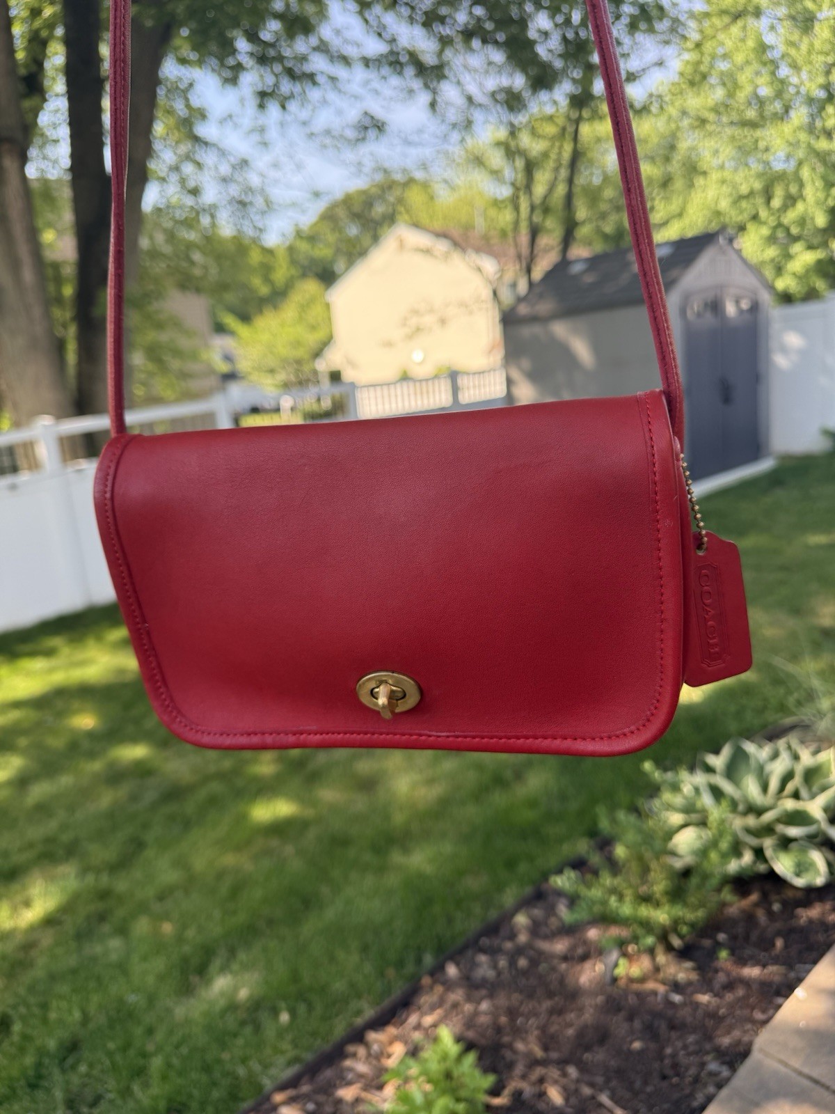 Vintage Coach Red Dinky 9375 Bag Made in New York City NYC 80’s w/Paperwork