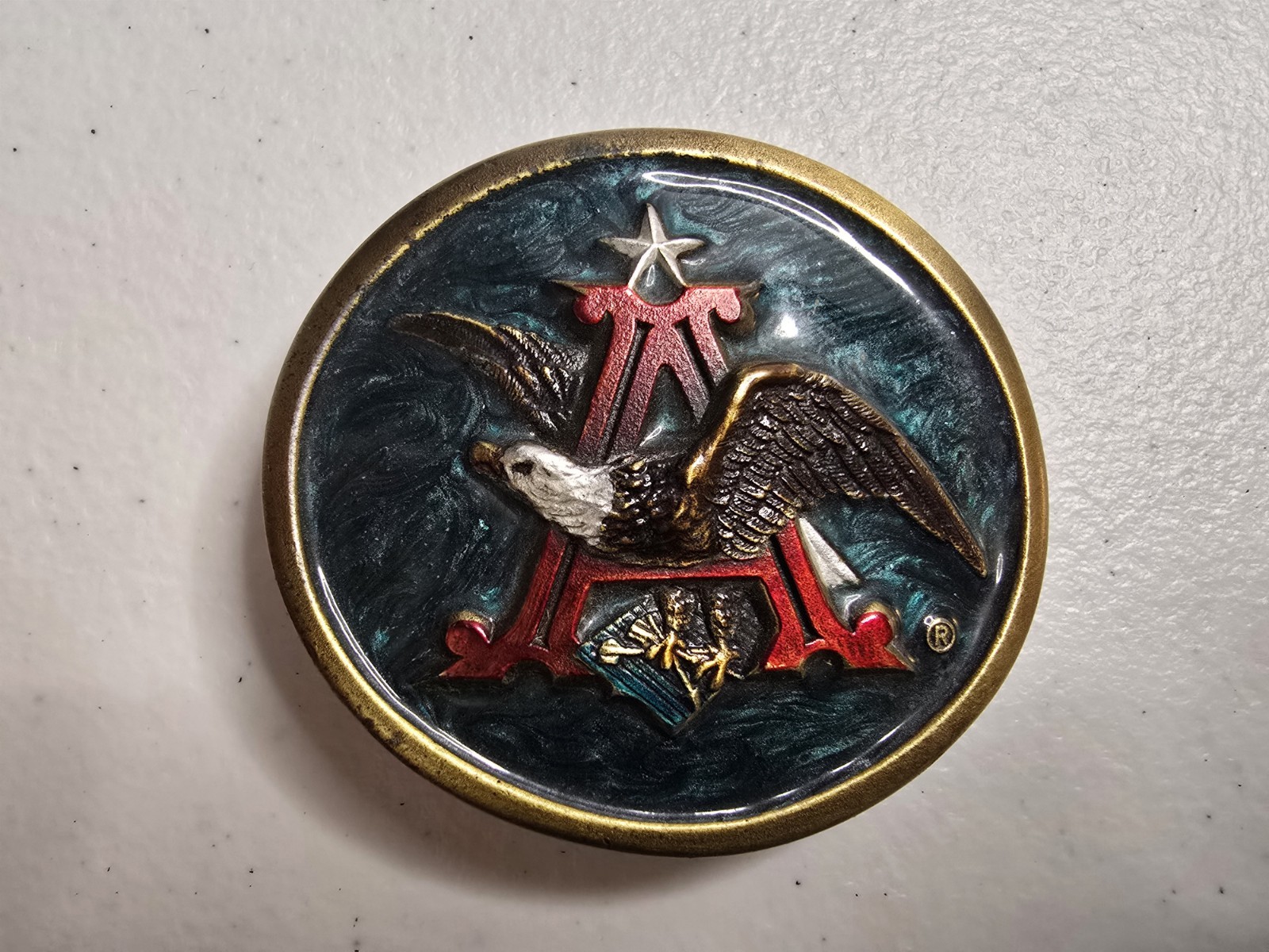 Anheuser Busch “A” Eagle Belt Buckle The King of Beers Indiana Metal Craft