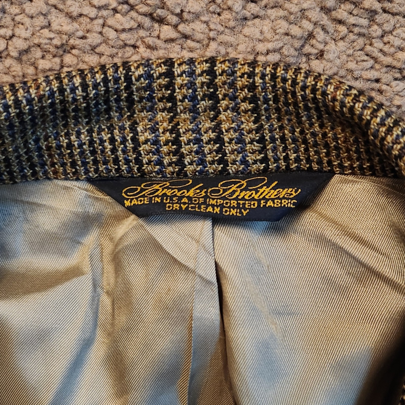 Vintage Brooks Brothers Sport Coat 40R Made In USA Glen Plaid Wool Blazer Brown