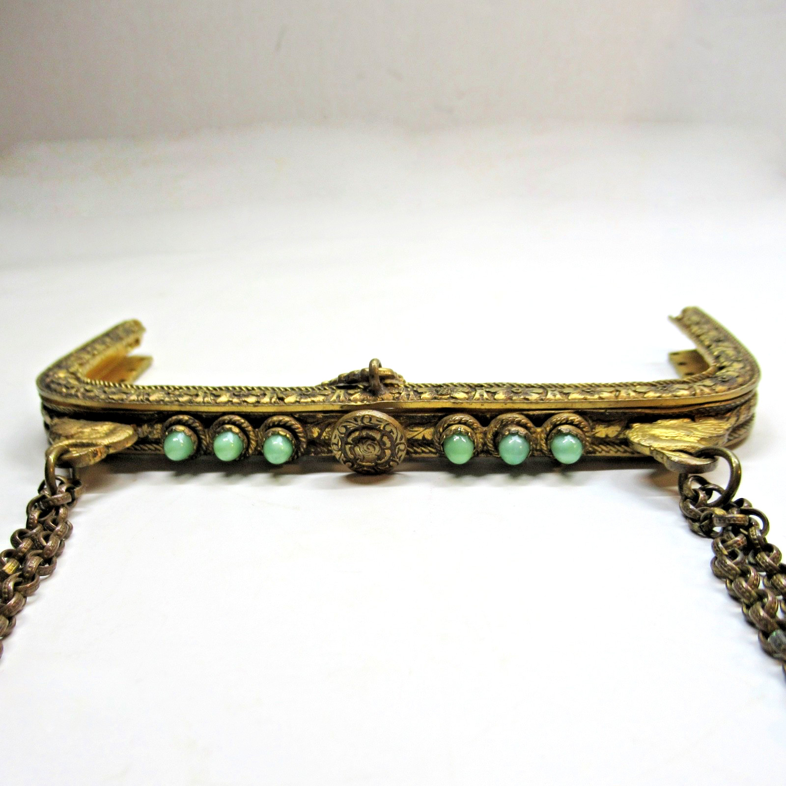 Antique Vintage Jewelled Purse Frame Green Jewels – SELLER PAYS US TARIFFS
