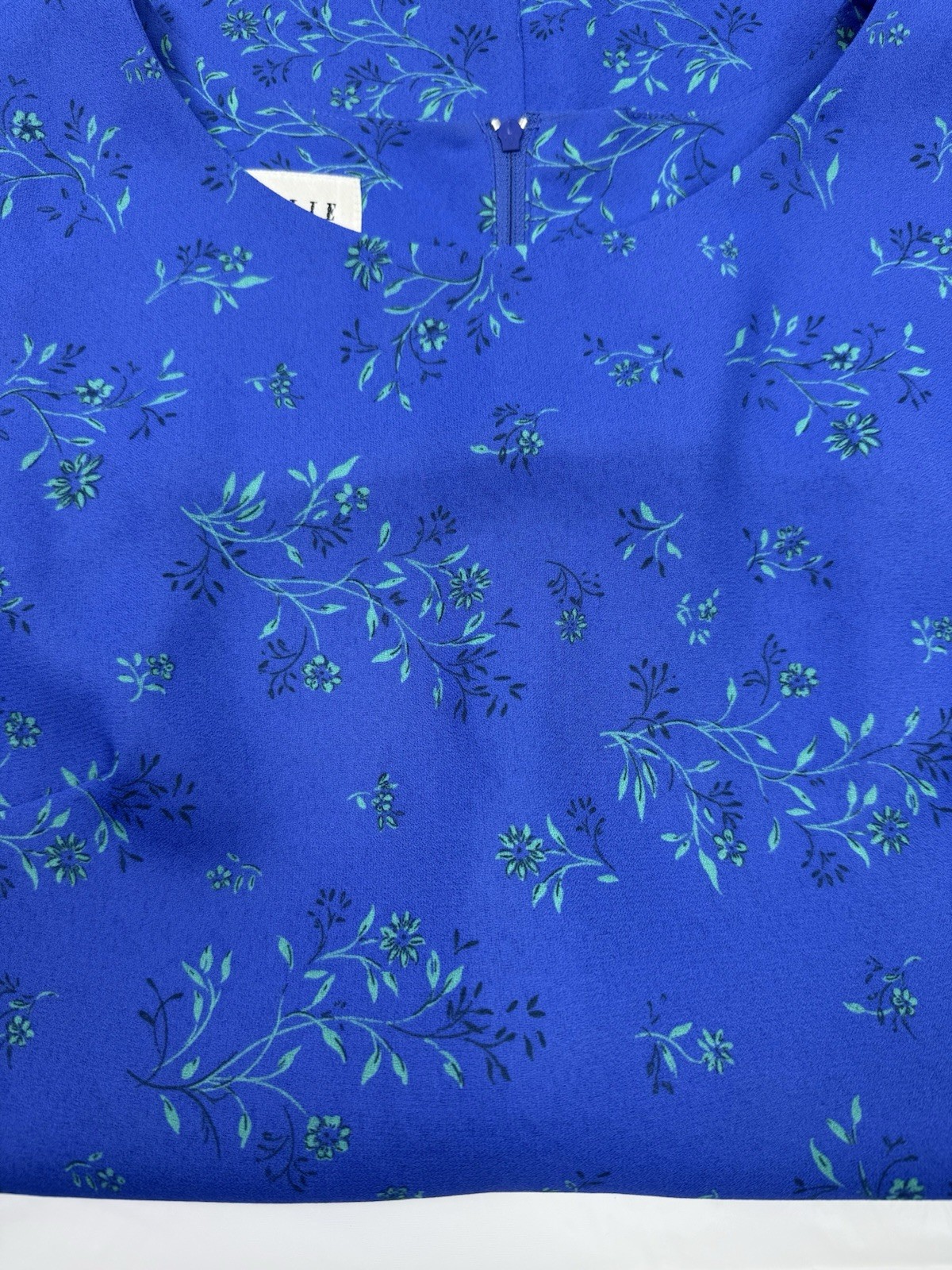 Vintage Leslie Fay Dress Midi Size 8 Blue Floral Sleeveless Casual Business EUC