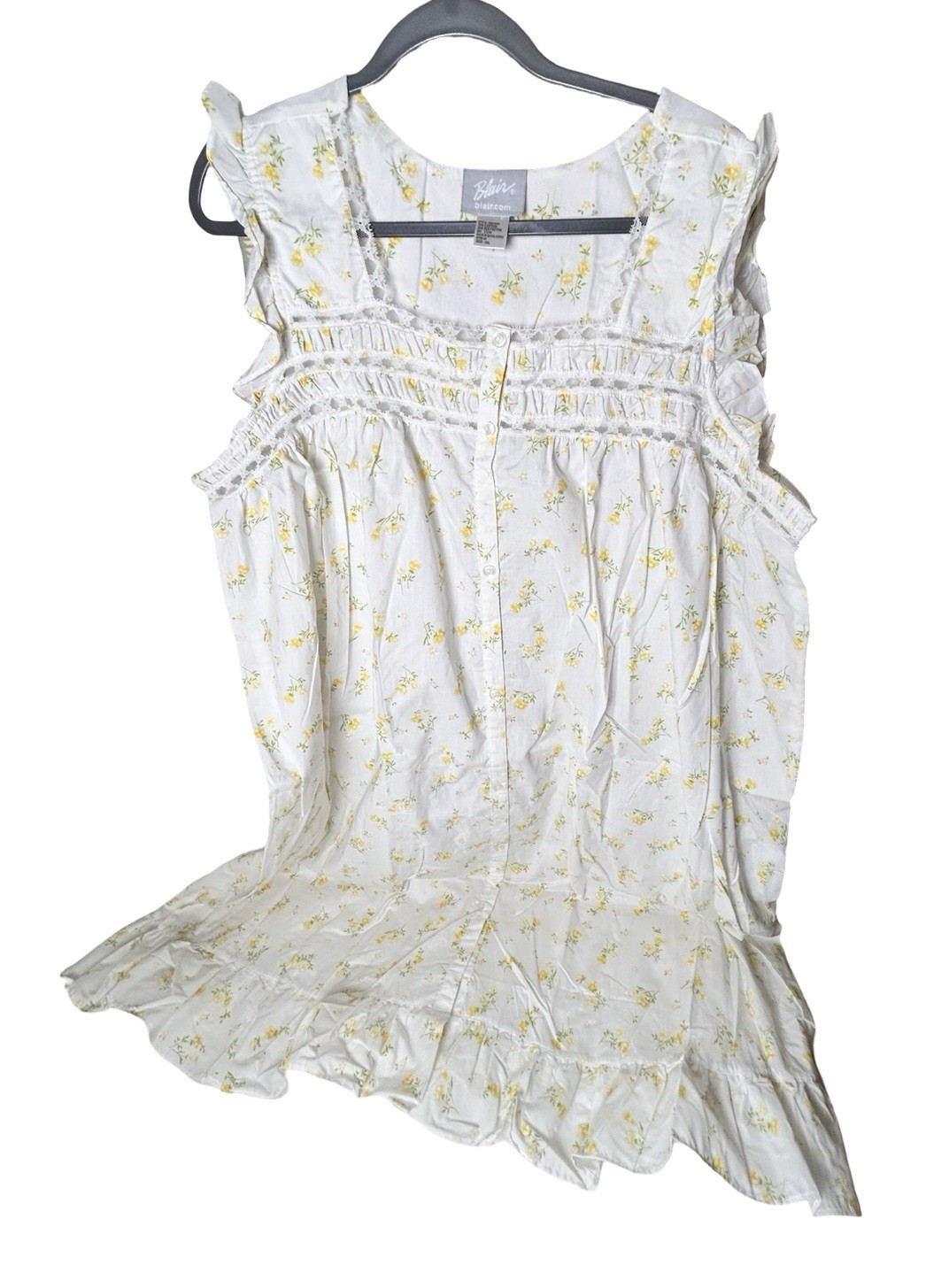 NEW Cottagecore Blair Floral Romantic Nightgown Sz 2XL Yellow Cotton Blend Retro
