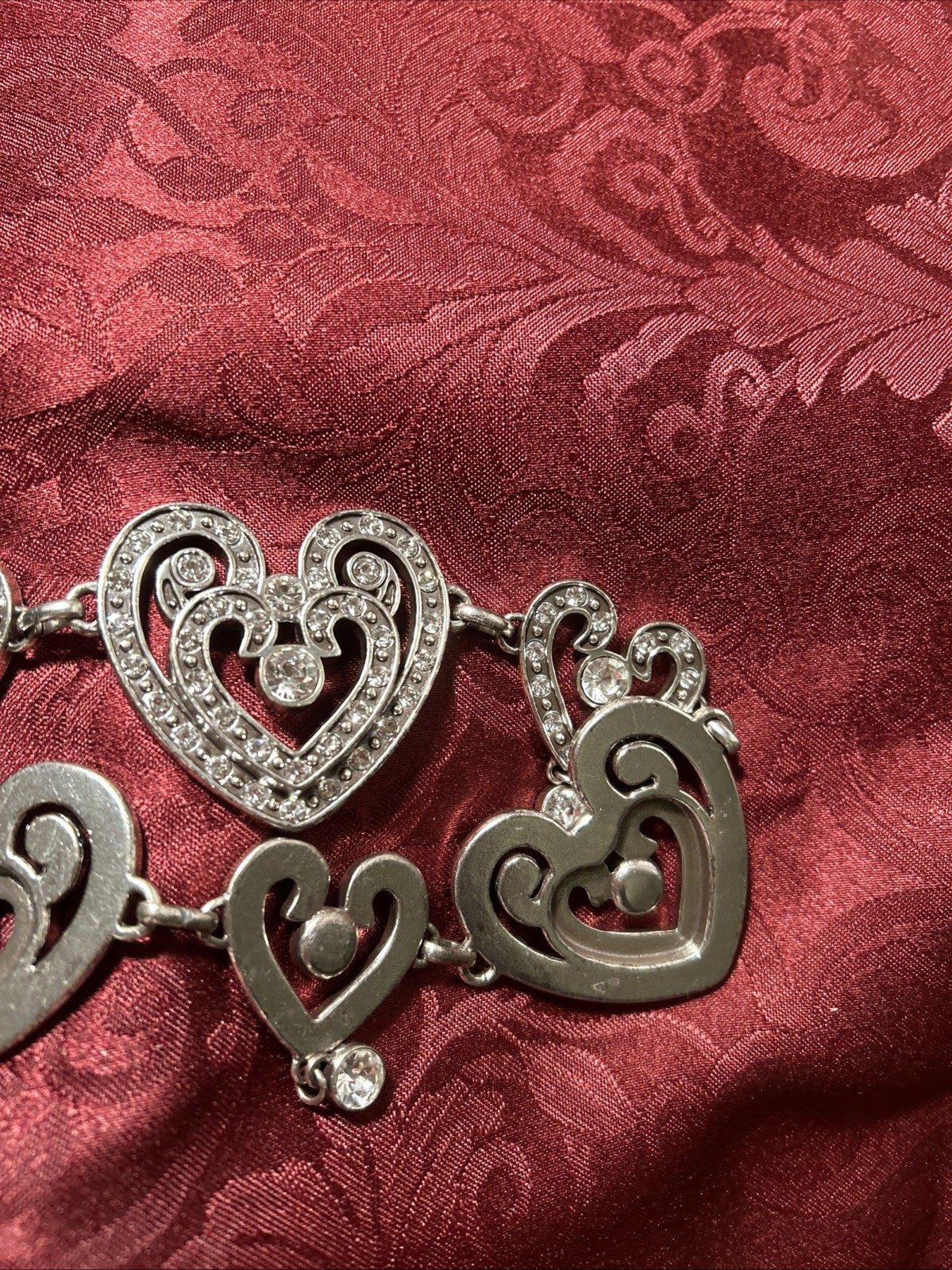 Brighton Silver Heart Pendant belt Pavé Clear Stones SZ M