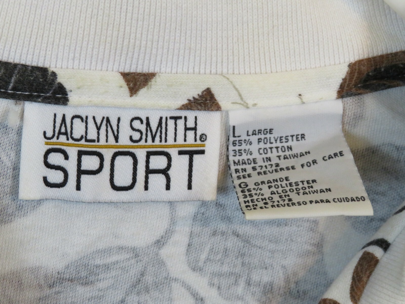 Vintage Shirt Jaclyn Smith Size Large L Brown Black leaf print