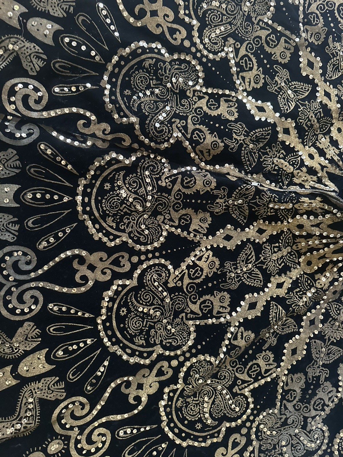✨ STUNNING 1950s VINTAGE BLACK FULL CIRCLE EMBELLISHED SKIRT ✨