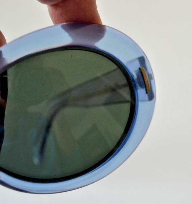 1960’s Suntimer Victory S-593 Clear Blue Oversized Sunglasses Frames