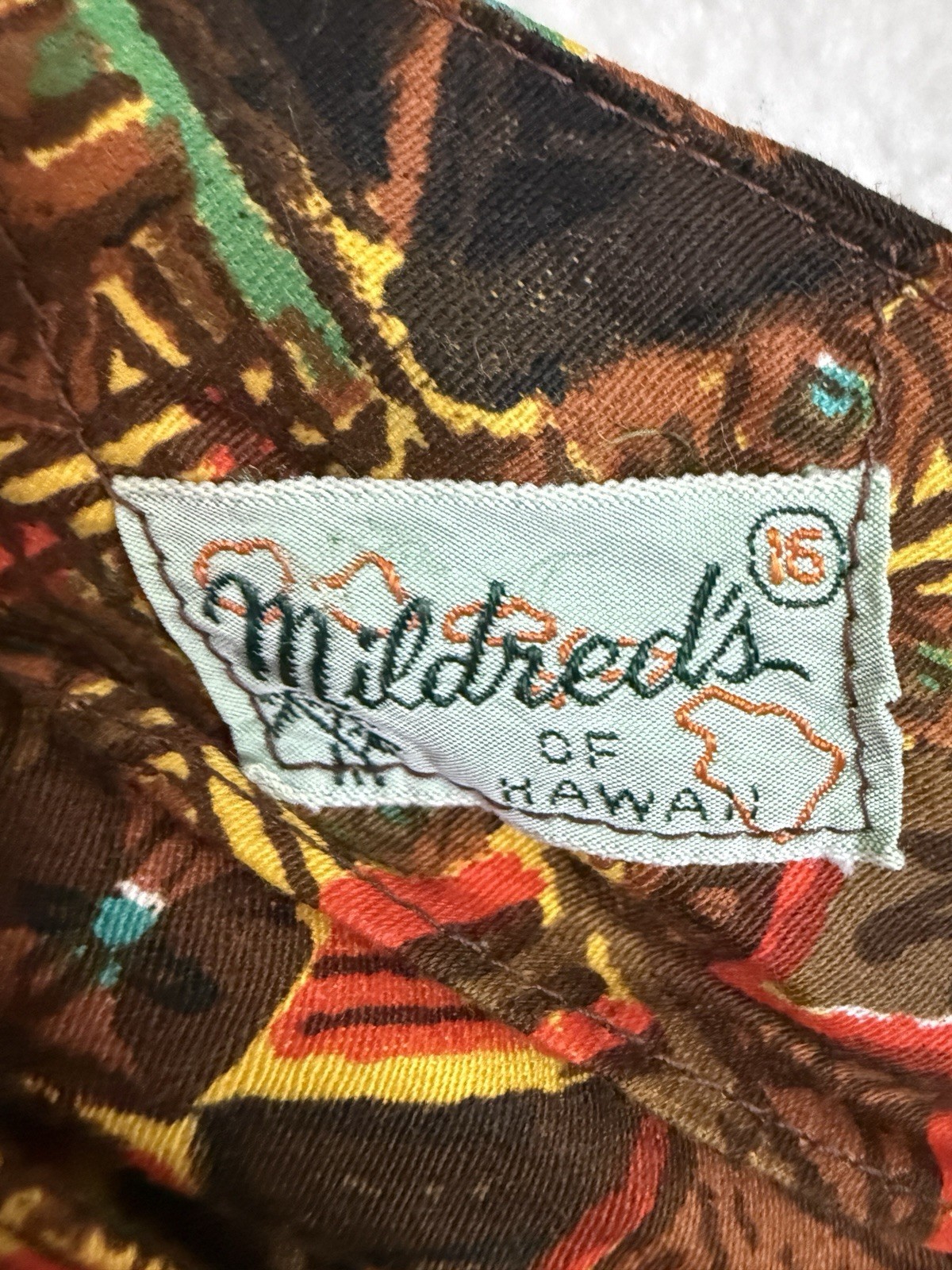 Vintage Mildreds of Hawaii 60s 50s Tiki Hawaiian Maxi Midi Dress Brown Large XL