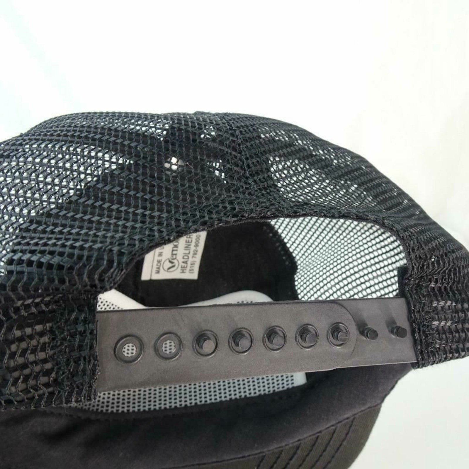 Mesh Snapback Trucker Hat Cap Made USA Vernon Headliner Black Mechanical Company