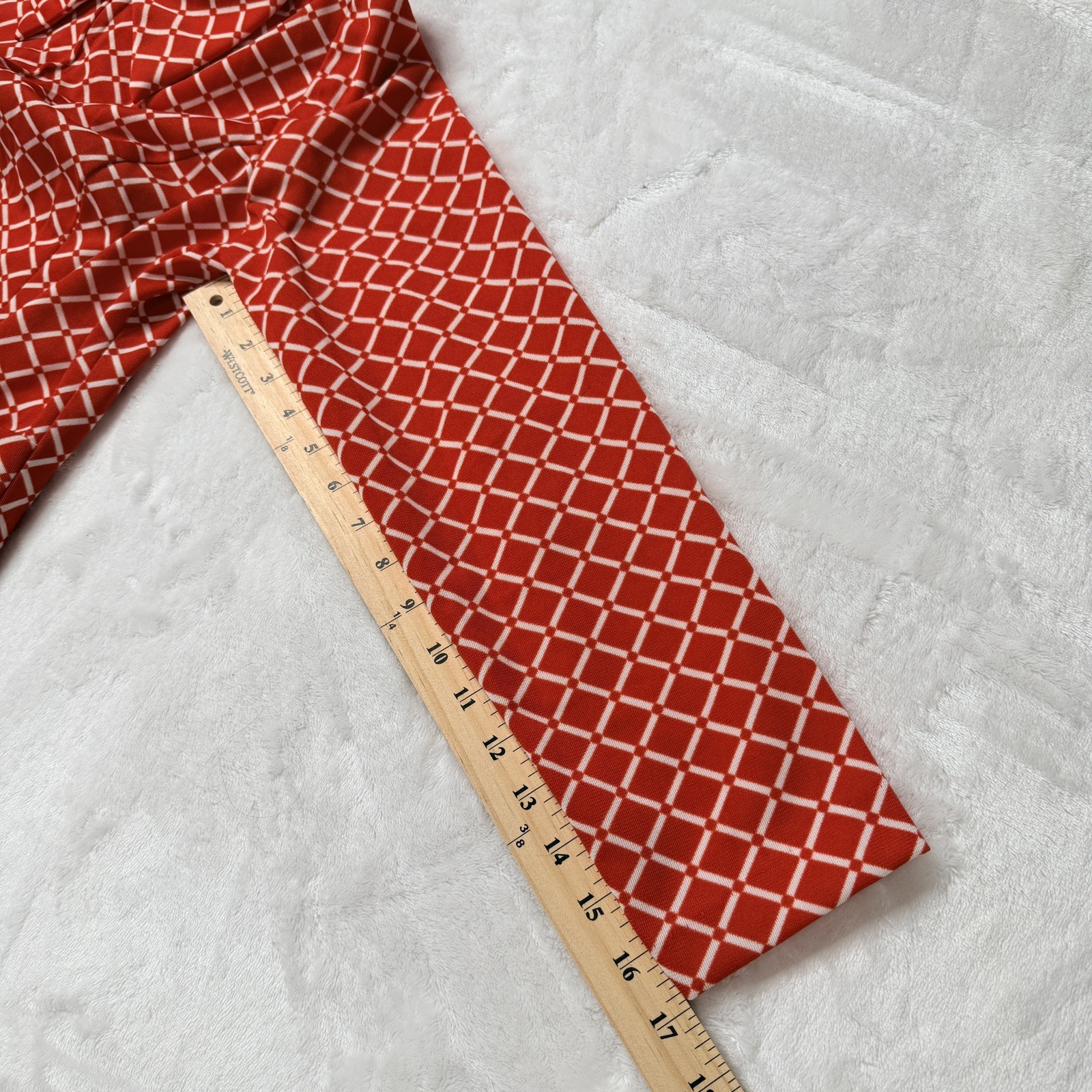 Rare Vintage Red Geometric Long-Sleeve Dress 70s Retro Mod