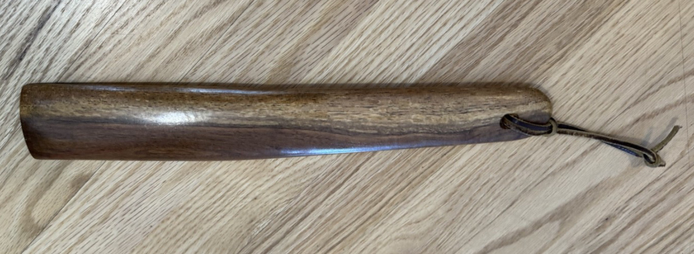 14″ Hand Carved Hardwood Wooden Shoehorn Brown Smooth Stained & Finished