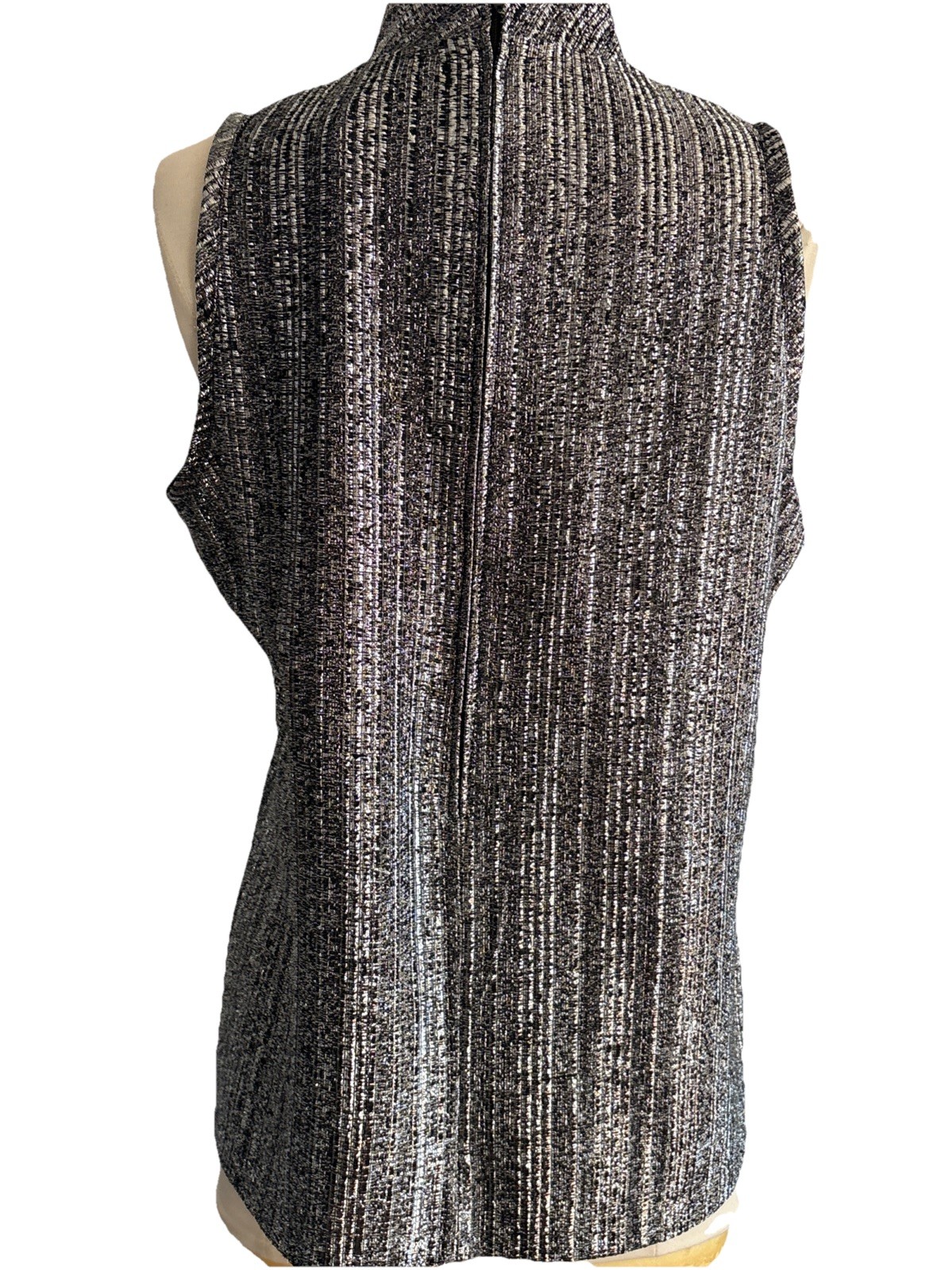 jami originals vintage 60s blouse top metallic silver & black more silver med -L