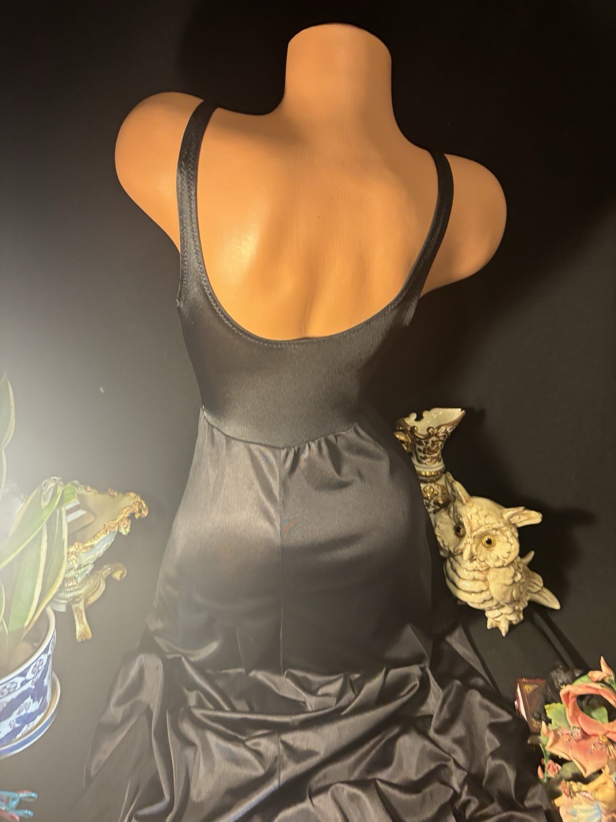 VTg FULL Sweep Lace Top BLACK Nylon Nightgown Negligee olga esque