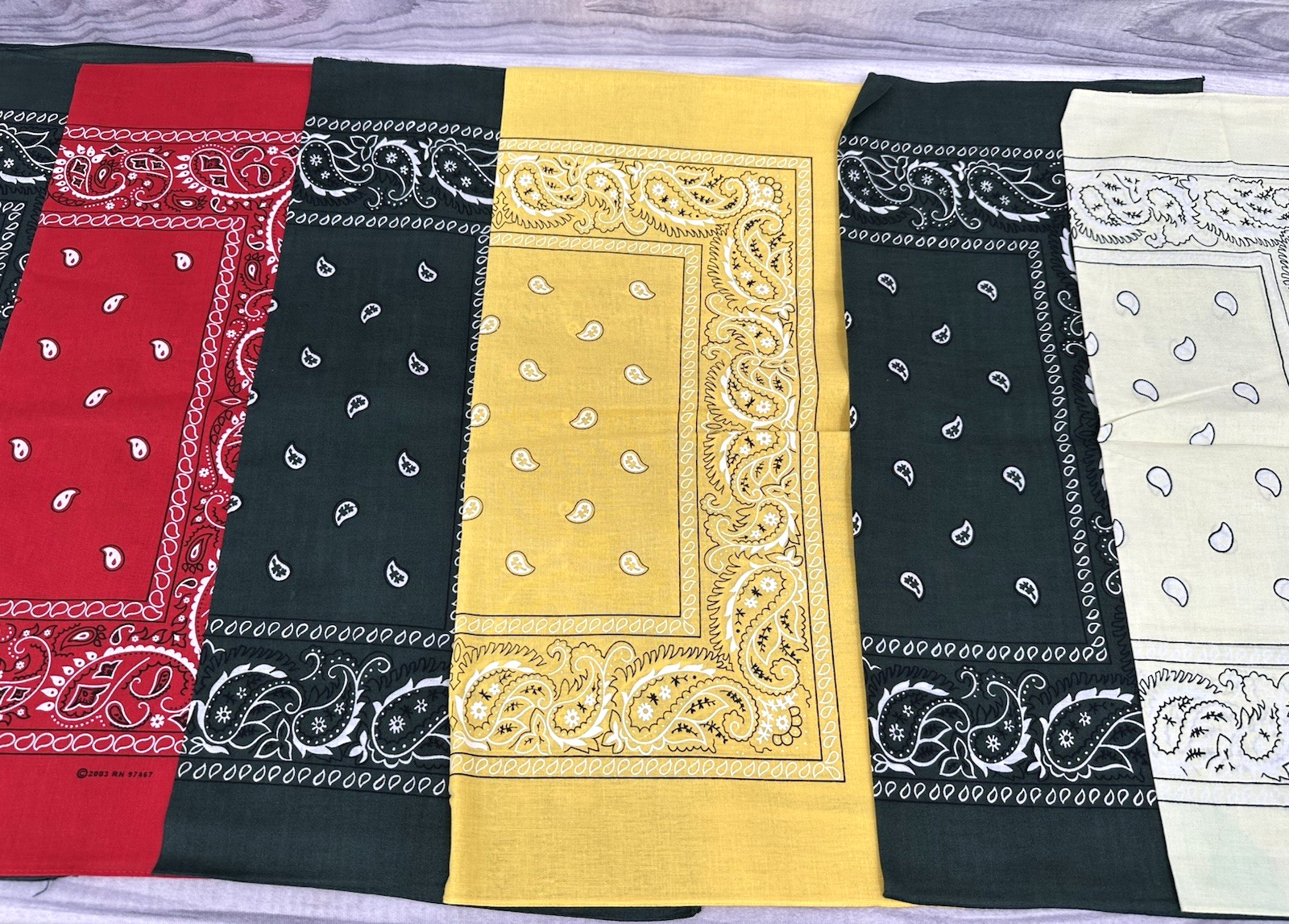 LOT OF 6 VINTAGE 100% COTTON BANDANAS / HANKERCHIEFS-MULTI COLOR-BRAND NEW *2