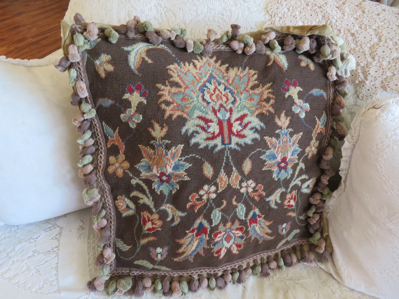 2 Vintage Crochet Purses 1 w peacock Celluloid Handle 1Baby Pink Victorian Purse