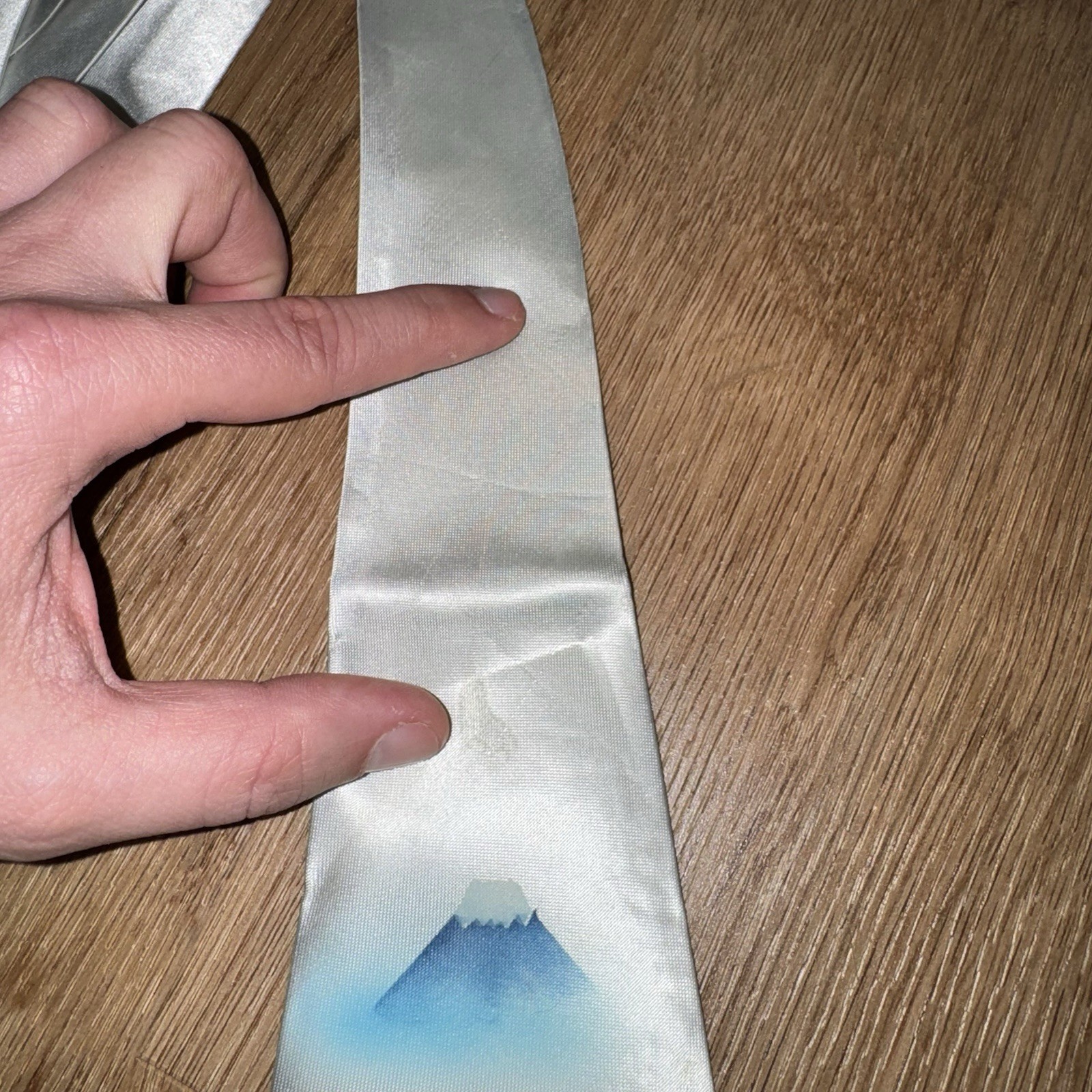 Vtg 40s 50s Hand Painted Tie Made in Japan Mount Fuji Souvenir Mens Silk Floppy