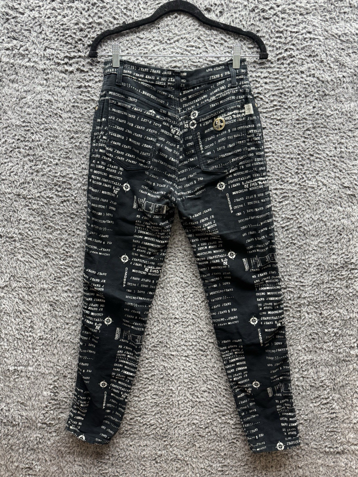 Vintage Moschino 90’s All Overprint Jeans Pants Size 30 in Black