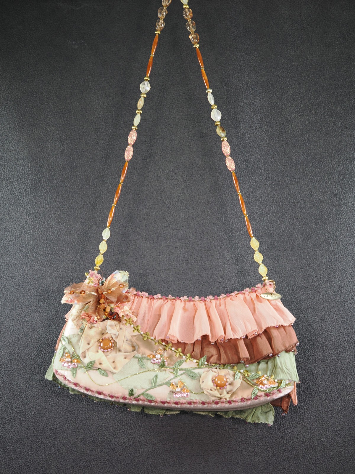 Vintage Mary Frances “Butterfly Ruffles” Ruffled & Beaded Purse Retired