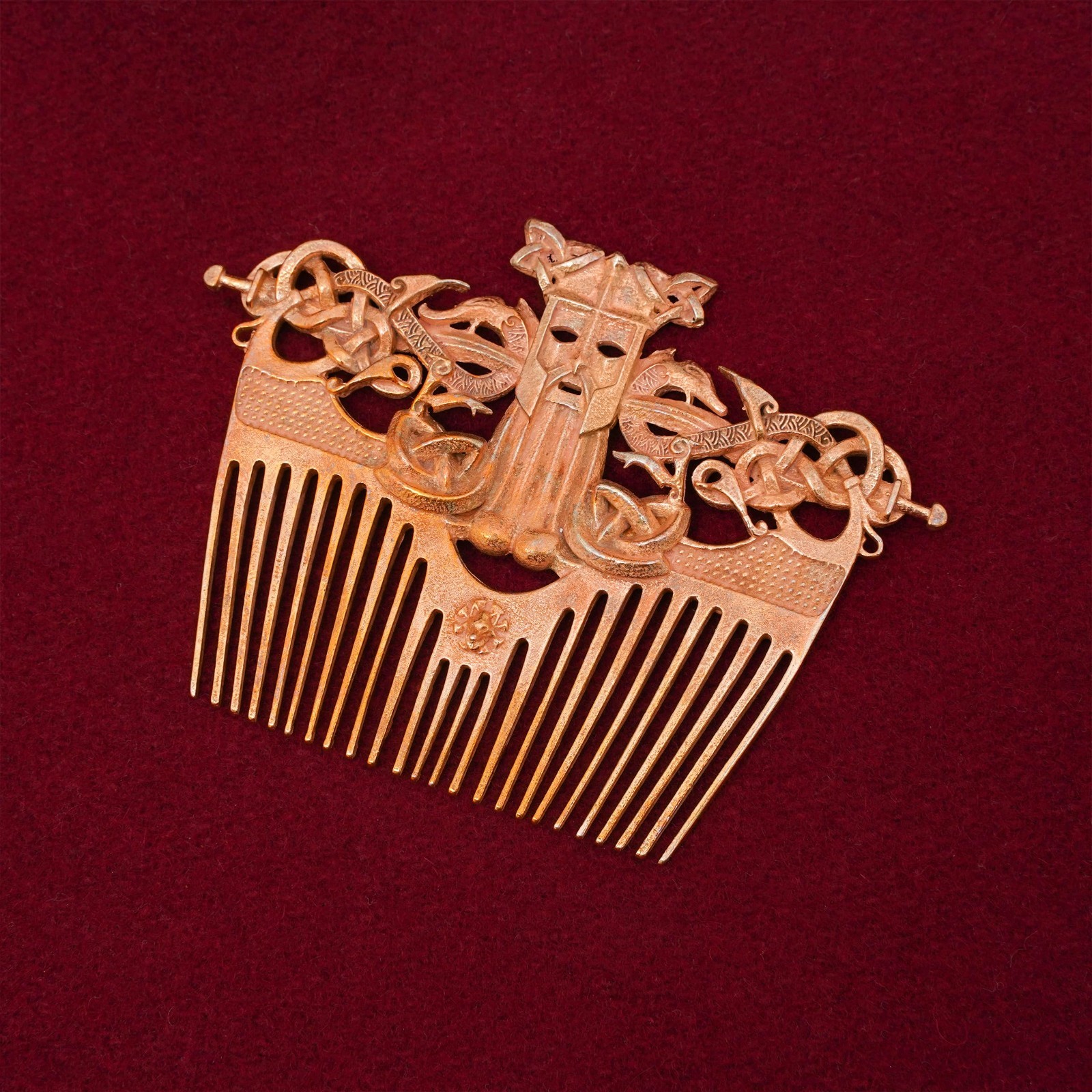 Viking Hair Comb Celtic Knot Beard Comb Bronze Finish Norse Odin Design