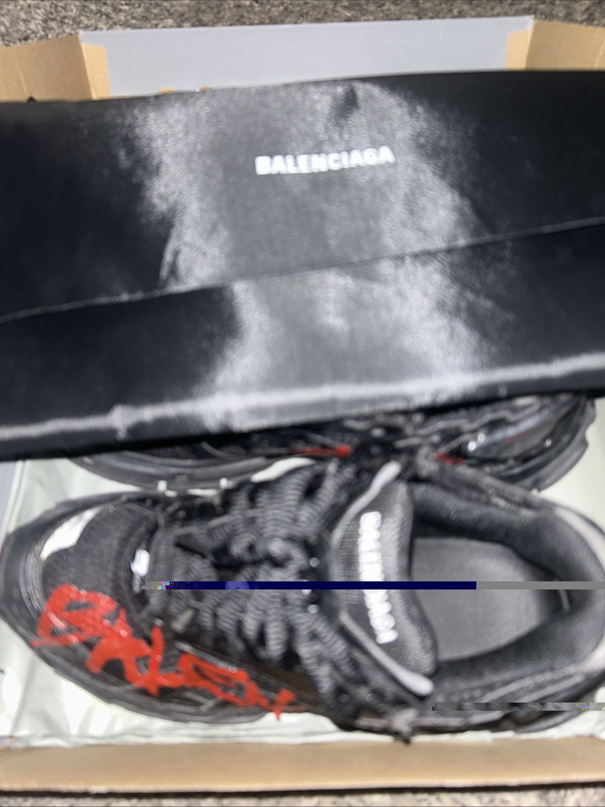 balenciaga runners red and black graffiti