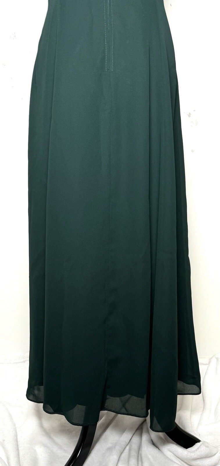 Vtg 90s Formal Gown M Embroidery Bodice Rhinestone Brooch Emerald Green Occasion
