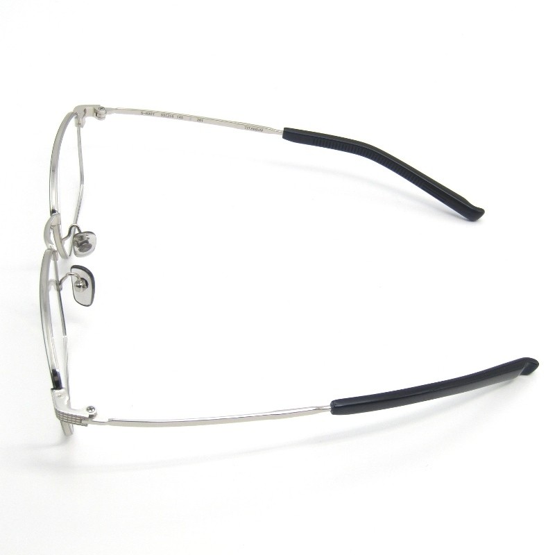 999.9 S-690T Square Metal Eyeglasses Frame Japan Made Silver/Dark Blue 25th