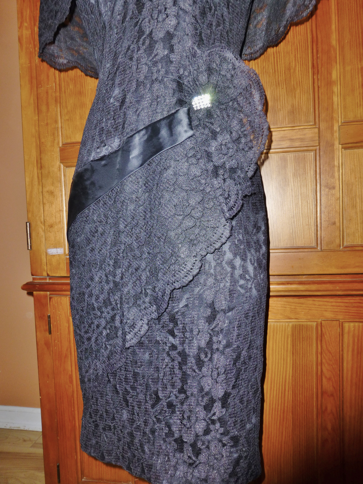 Vtg 80s Karen Okada Black Lace Avant Garde Wiggle Cocktail Party DRESS sz 10 M