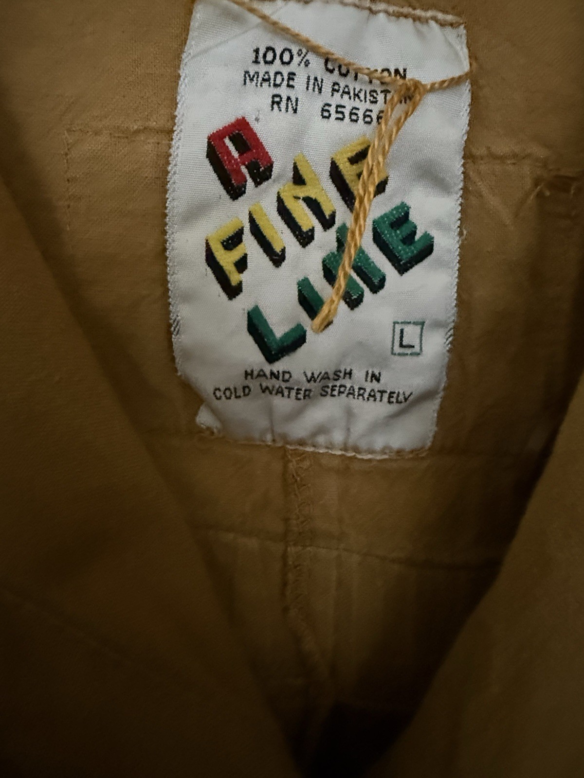 VTG 80s 90s A Fine Line Camel Brown jumpsuit Pockets and patches 100% Cotton L