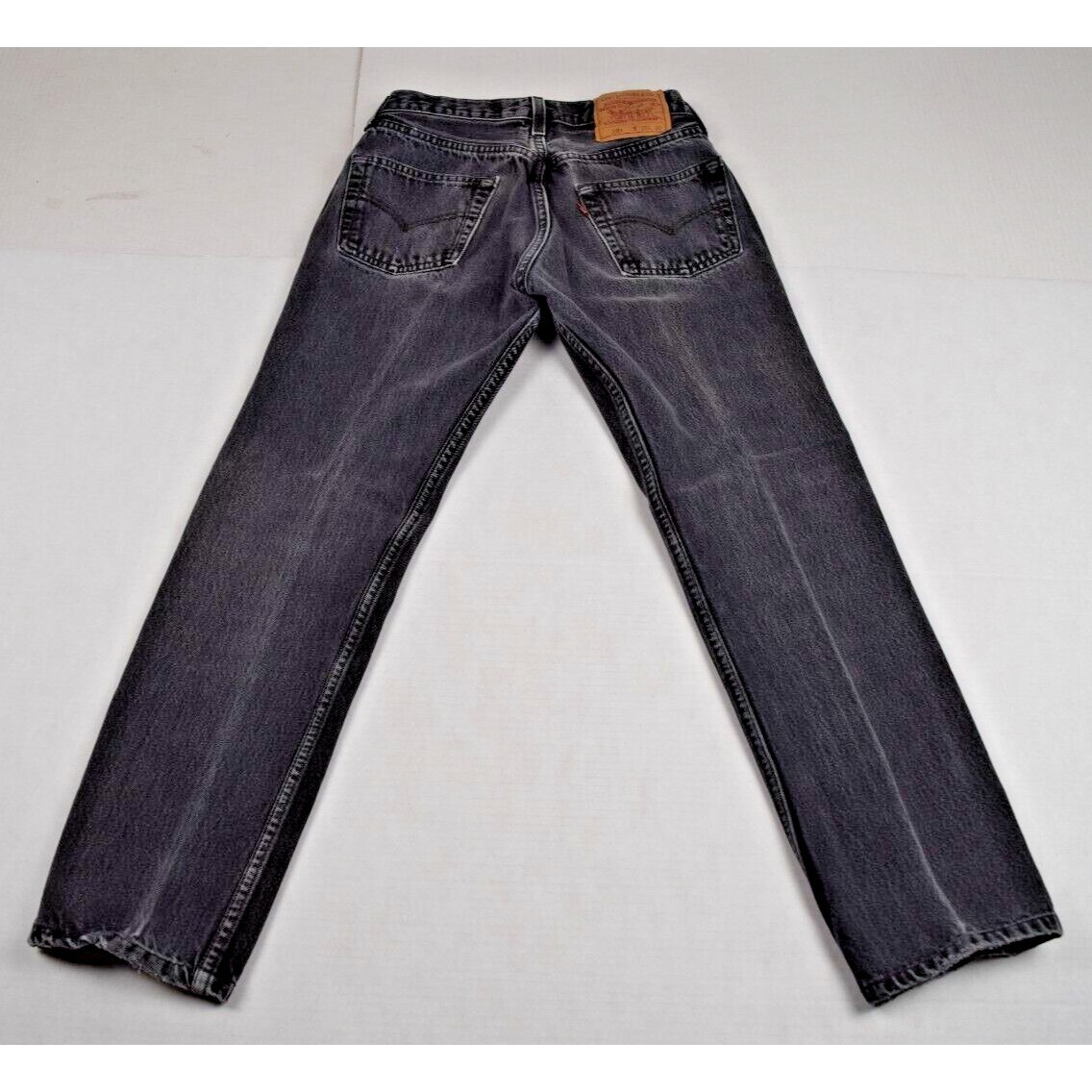 Vintage Levis Black 501 Jeans 28 x 35 90s Straight Leg Fade Made in USA c.1998